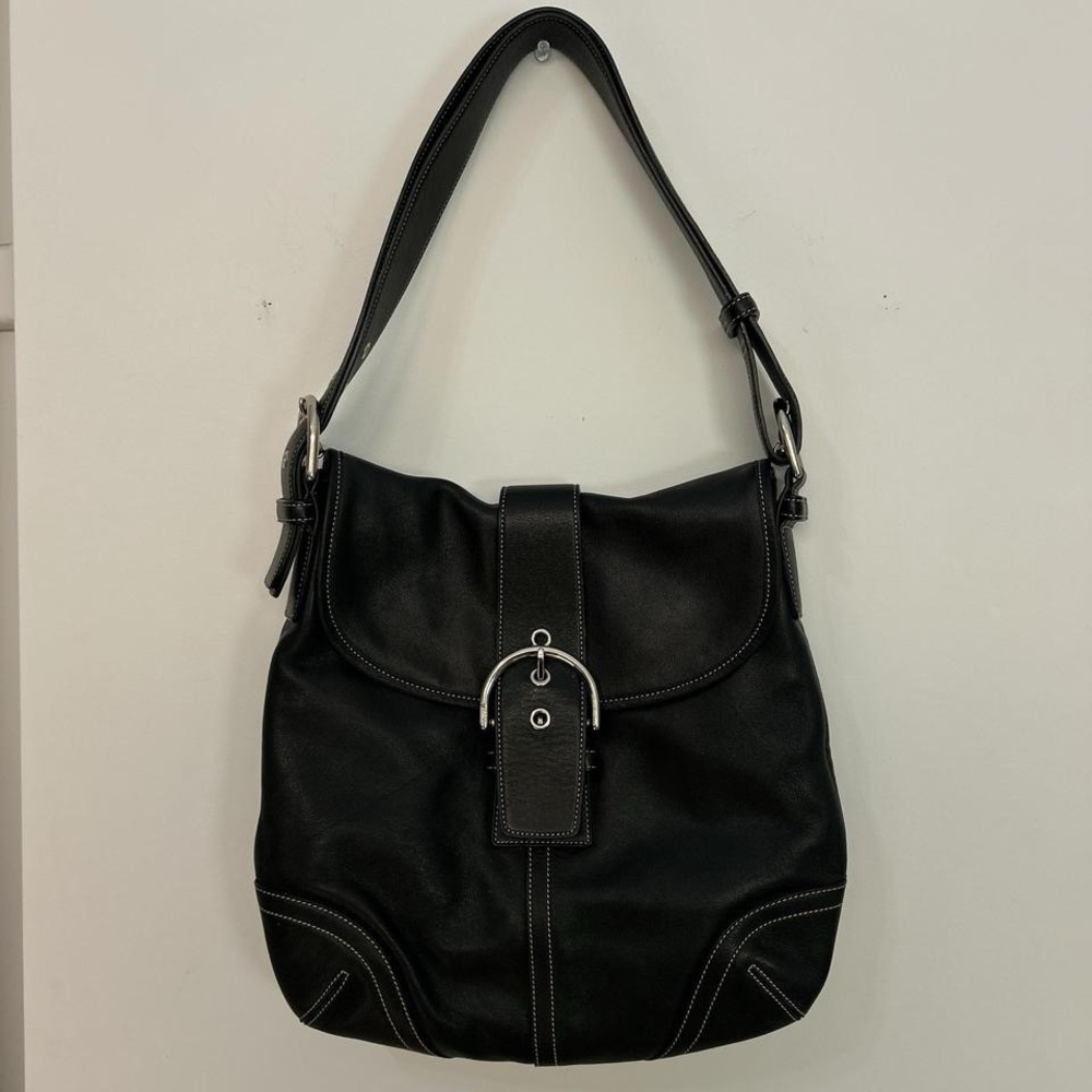 COACH Soho Black Leather Buckle Flap Hobo Bag – Vintage Y2K